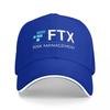 FTX RISK UnisexAGEUnisexT LOGO BASEBALL CAP BLACK WITH WHITE TRIM AND BLUE ACCENT DESIGN FOR ADULTS FASHIONABLE AND DURABLE HAT