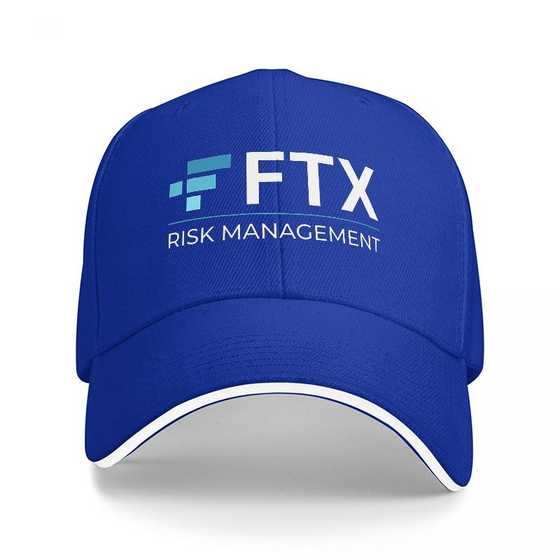 FTX RISK UnisexAGEUnisexT LOGO BASEBALL CAP BLACK WITH WHITE TRIM AND BLUE ACCENT DESIGN FOR ADULTS FASHIONABLE AND DURABLE HAT