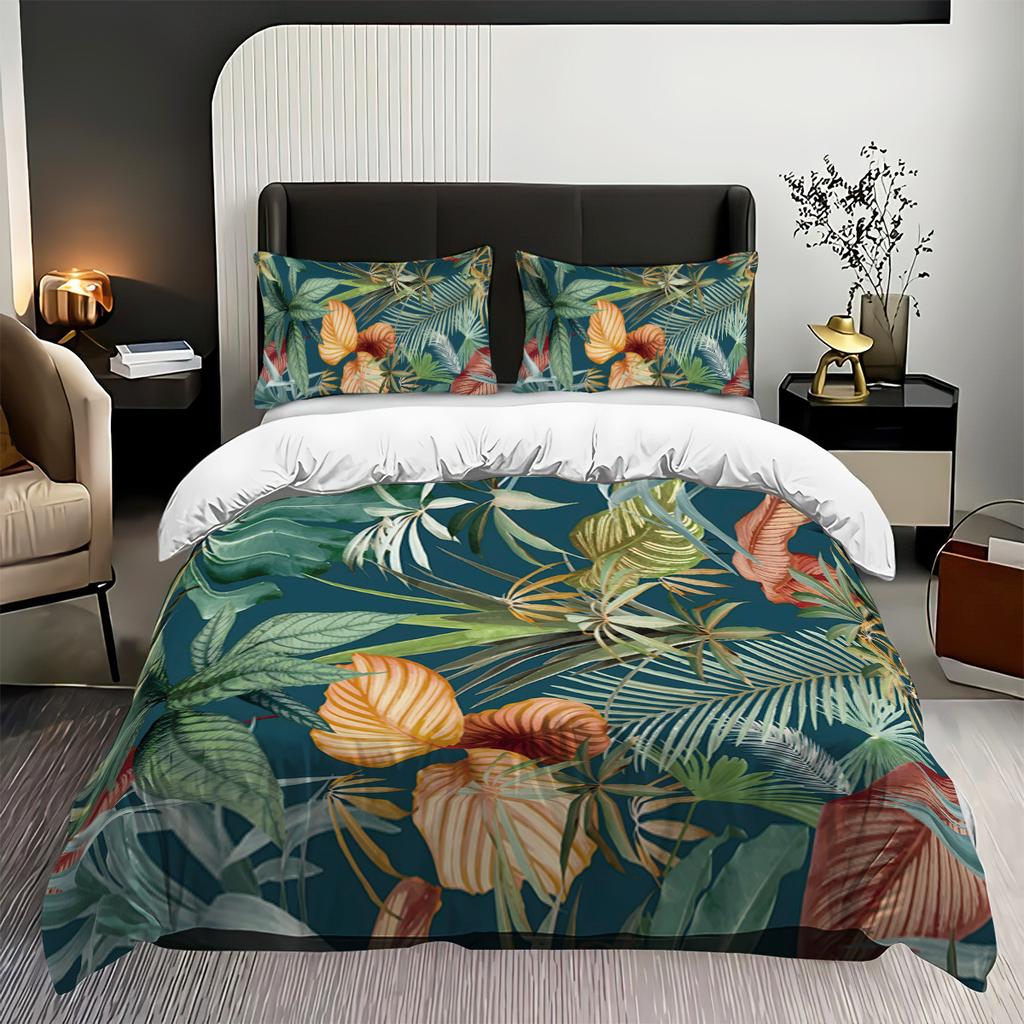 Comforter Plants Digital Printed 3Pcs Queen King Bedding Set Floral Bed For Home Decor
