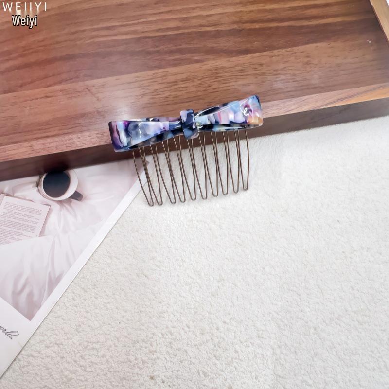Elegant Acetate Bow Hairpin with Comb for Stylish Bangs and Flyaway Control