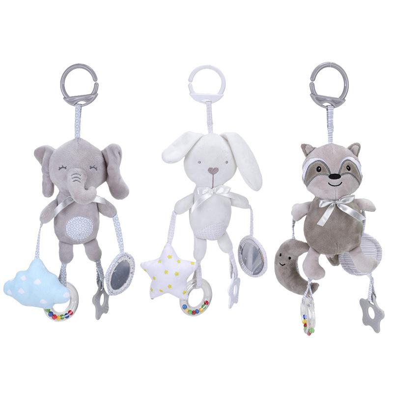 Soft Elephant Plush Bell Rattles Animal Handbells Rattles Plush Infant Baby Development Handle Toys Baby Toy for Newborn Gifts