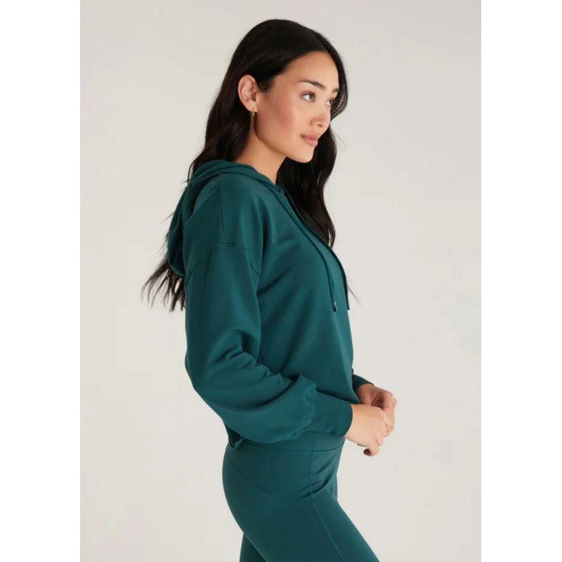

American Zs Modal Fabric Loose Edge Hem Hooded Pullover Sports Sweatshirt Emerald M