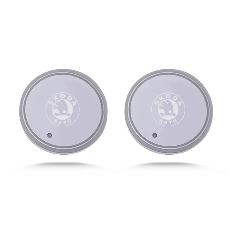 

Car Sticker 2Pcs Car Logo 7Colors Water Cup Coaster Holder Color Atmosphere light For Skoda Octavia 3 2 Rapid Superb Fabia Kodia