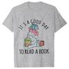 Its A Good Day To Read  T-shirts Women Book Lover Teacher Tshirts Elephant Cartoon Women's Clothing Vintage Women T-Shirts Tops