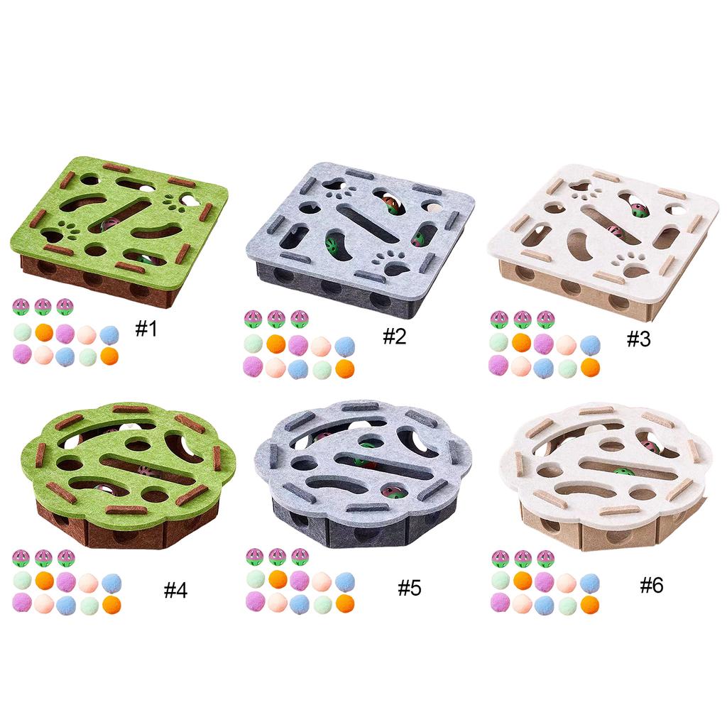 Interactive Cat Puzzle Toy with Bell Ball Felt Puzzle Box Indoor Sports Entertainment Hunting Cat Toys for Cats