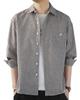 [Bligo] Oxford Shirt Men's Long Sleeve Striped Shirt Button-Down Oversized Top Gray-L