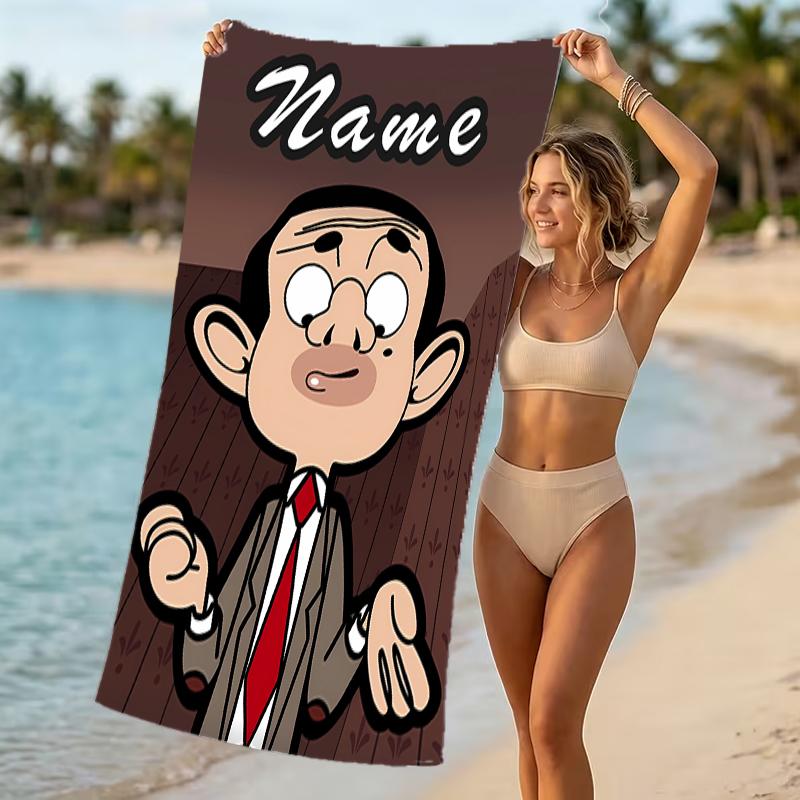 Customizable personalized beach towels Mr. Bean themed designs.Suitable for the beach, yoga, sports;ideal as beach accessories