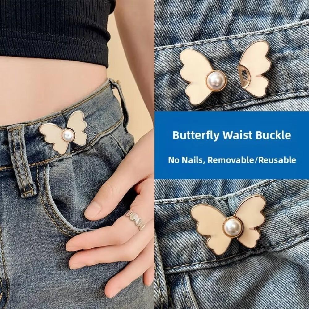 Adjustable Waist Buckle Butterfly Shape Pants Pins Waist Fastening Pins  Scarf Fastening