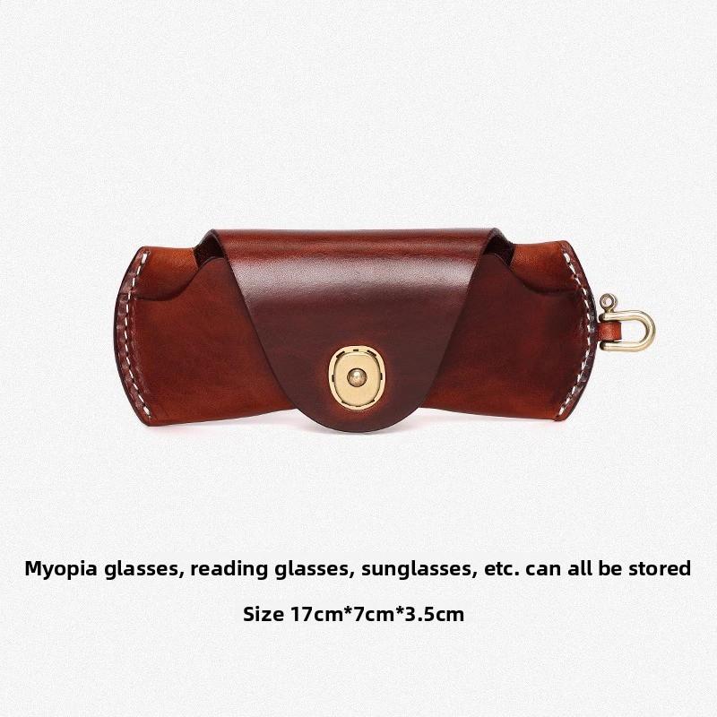 American retro leather texture glasses case men s portable hanging bag myopia glasses sunglasses storage case pressure-resistant sunglasses