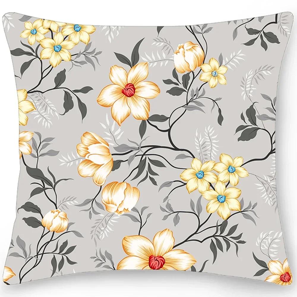 Home Pillowcase Car Sofa Cushion Cover Decor Luxurious Big Flower Printed Double Sided