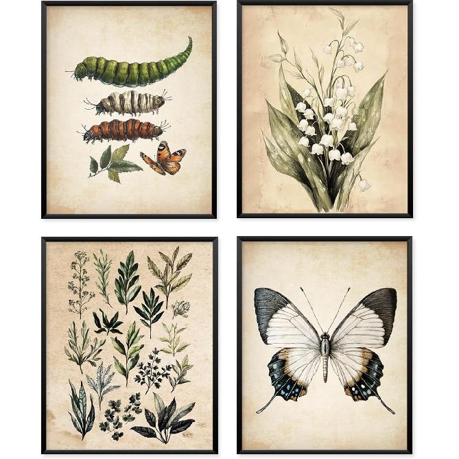 Locomiss Vintage Cottagecore Nature Earthy Wall Art Posters Decor, Nature Earthy Room Decor Aesthetic, Cottage Core Wall Art Print For Dorm Bedroom