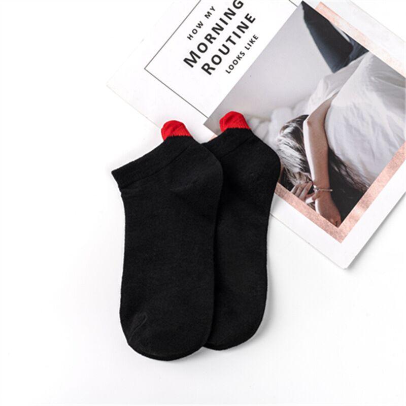 6 Pairs Women Socks Harajuku Female Cotton Ankle Socks White Heart Socks Cute Girls Students Comfortable Casual Short Socks