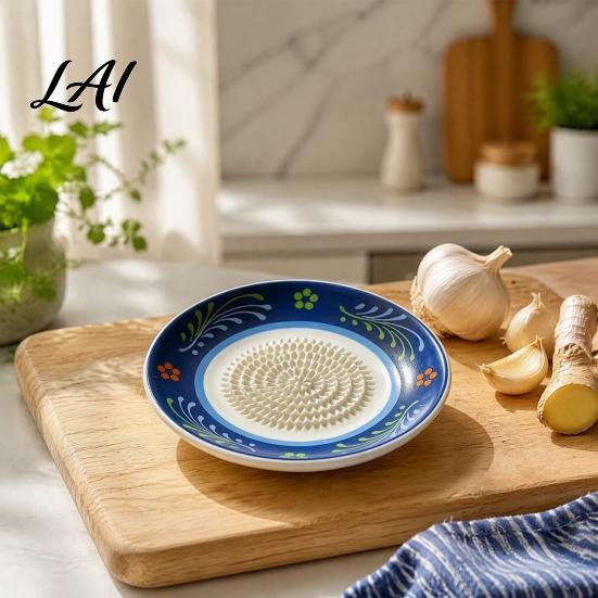 Ceramic Garlic Grater Ginger Grater 2-in-1 Manual Shredder Plate for Kitchen Cooking Flat Durable Gadget Base Easy-Clean Tool Fresh Fruit Puree And