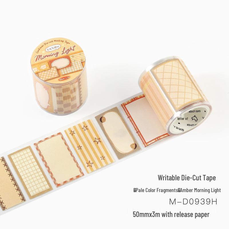 Light Watercolor Border Die-cut Tape: Decorative Journal and Gift Sealing Sticker
