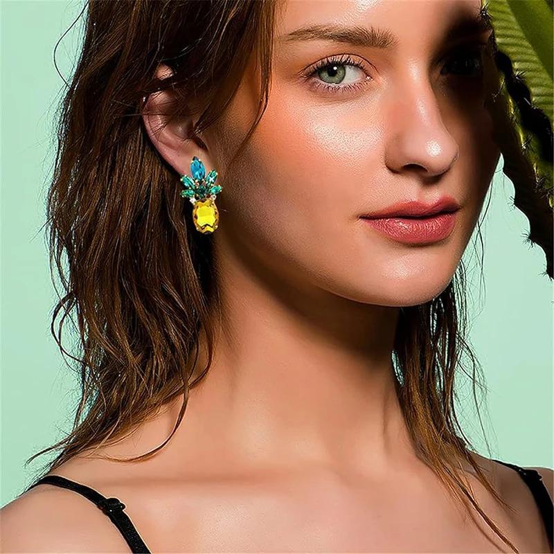 Fruit Pineapple-Shaped Drop Earrings for Women Personality Funny Earrings Colorful Cute Female Daily Jewelry Girls Gifts
