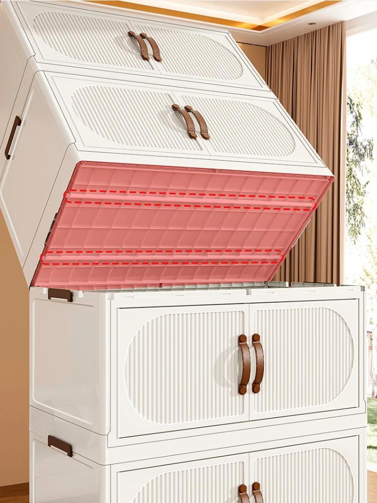 Folding Storage Box Storage Cabinet With Wheels Multifunctional Box With Pulley Household Sorting Wardrobe Organizer Container