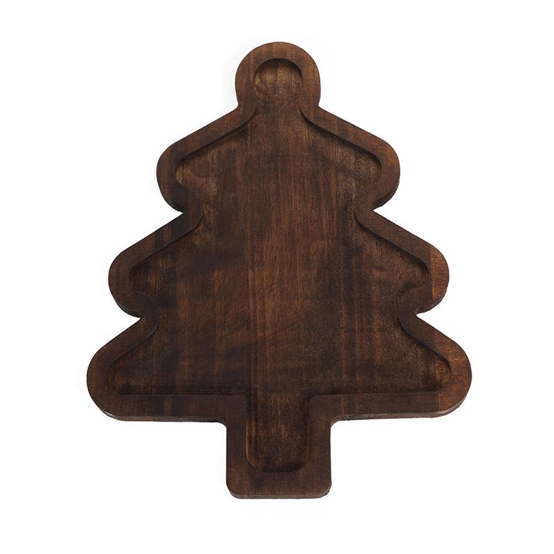 1PC Fashion Christmas Tray Xmas Tree Christmas Hat Wooden Plate Snack Platter Dessert Tray Candy Dish Snack Dessert