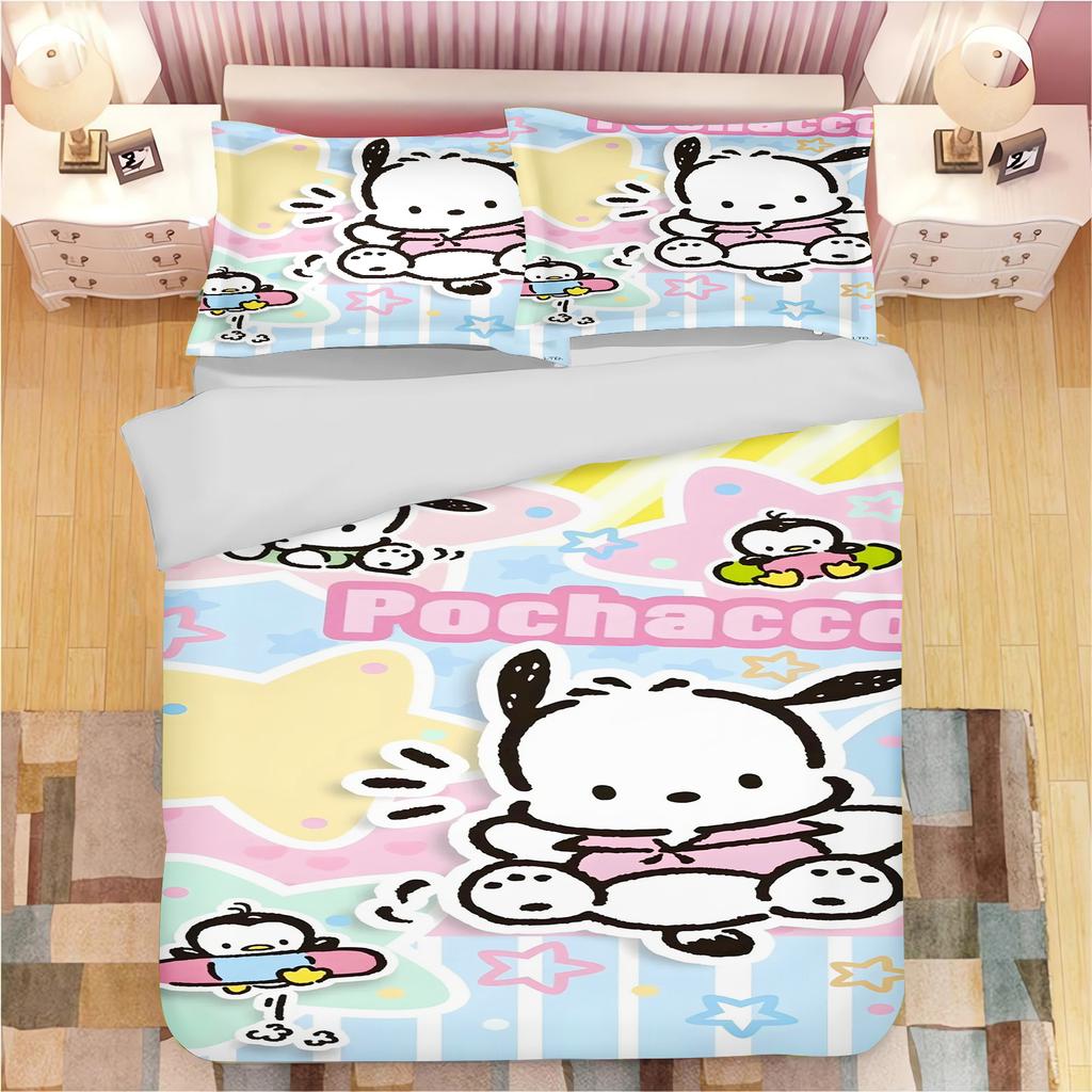 Sanrio Pochacco Duvet Cover Set Comforter Bedding 3D Children'S Bedding Set 3-Piece 1 Quilt Cover King Size