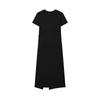 FILA Original Goddess Split Dress II Fashion Simple Slim Knit Short Sleeve Dress Women dresses Black F51W529314F-BK