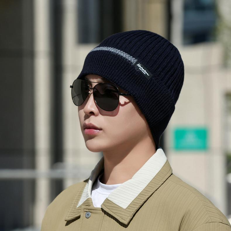 Men's Winter Knitted Hat Velvet Thick Outdoor Riding Ear Protection Coldproof Warm Hat