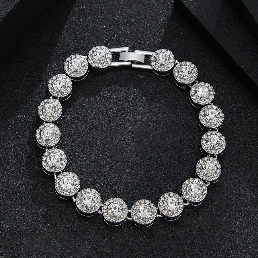 Collana da uomo Hip Hop Moda Patchwork Rotonda con Strass