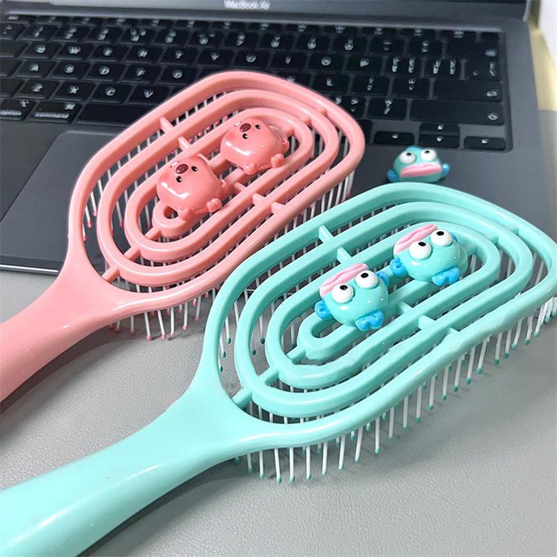 Kawaii Little Beaver Comb Hollow Massage Comb Long-handled Airbag Combs Hairdressing Styling Tools For Girls Birthday Gifts