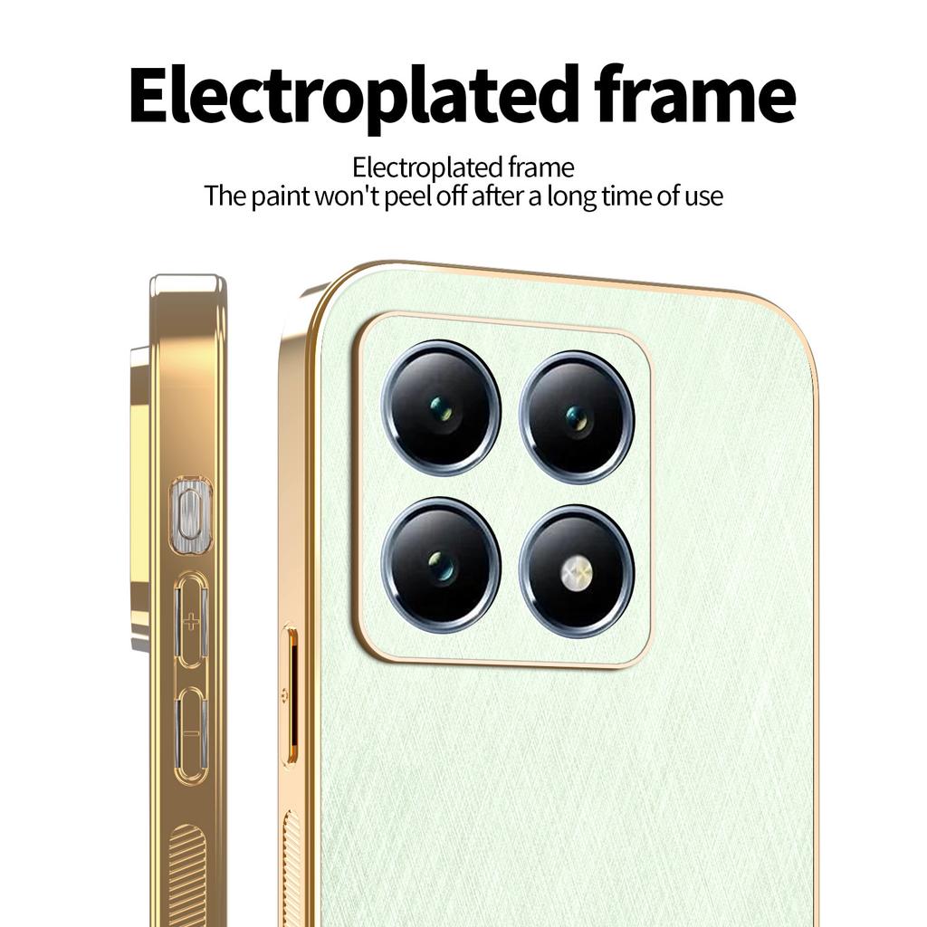 KADEM For Xiaomi 14T Pro Case Electroplating Silk Texture PU + TPU Phone Back Cover
