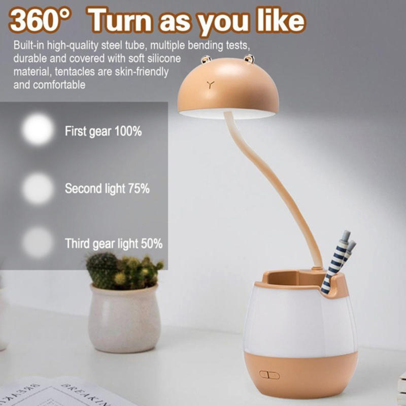 LED Desk Lamp with Pen Holder Battery Table Lamp Dimmable Dimmable Battery