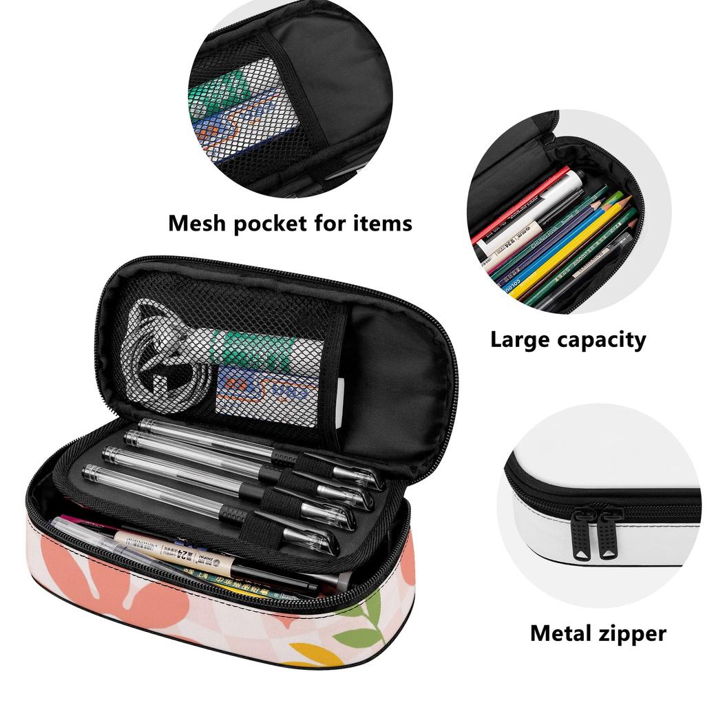 Pencil Case 300D Polyester Multi Compartment Smooth Zipper with Main Compartment Mesh Pocket and Pen Slots for Daily School Use
