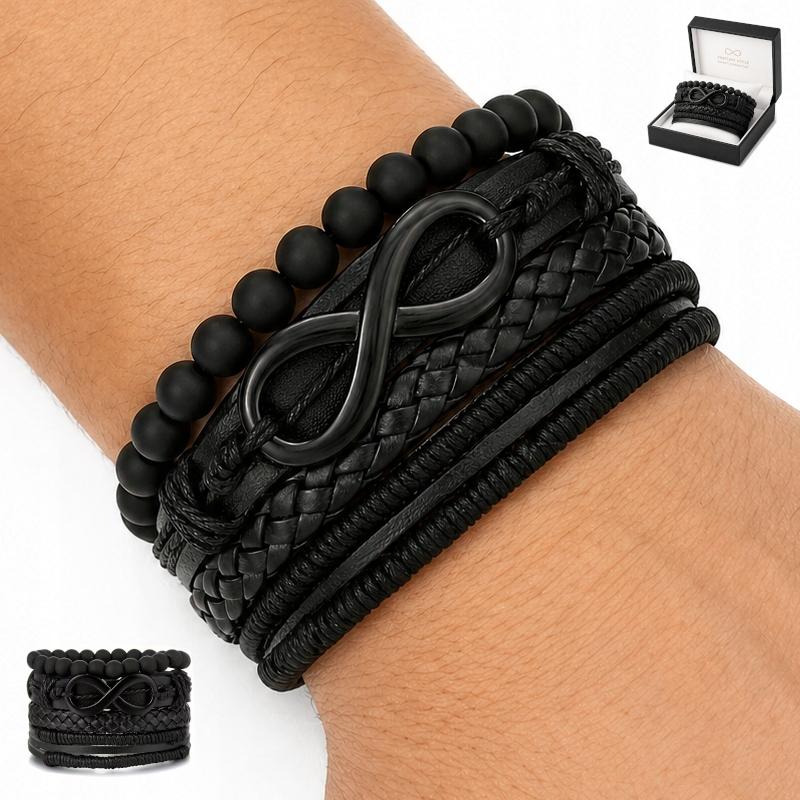 Men' Titanium Leather Bracelet Italian Elegant Wrist Bracelet