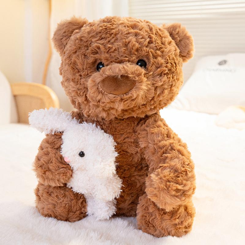 

Cute hug bunny teddy bear doll plush toy bear hug bear doll children soothing doll 25cm