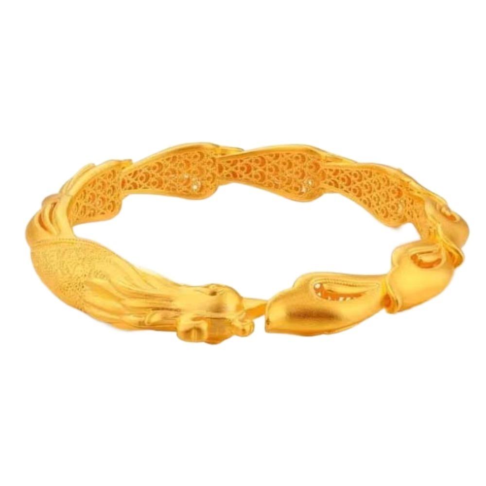 Armlet Dragon and Phoenix Bracelets Zinc Zinc Alloy Bride Wrist Jewelry Chinese Style Golden Bangle  Daily