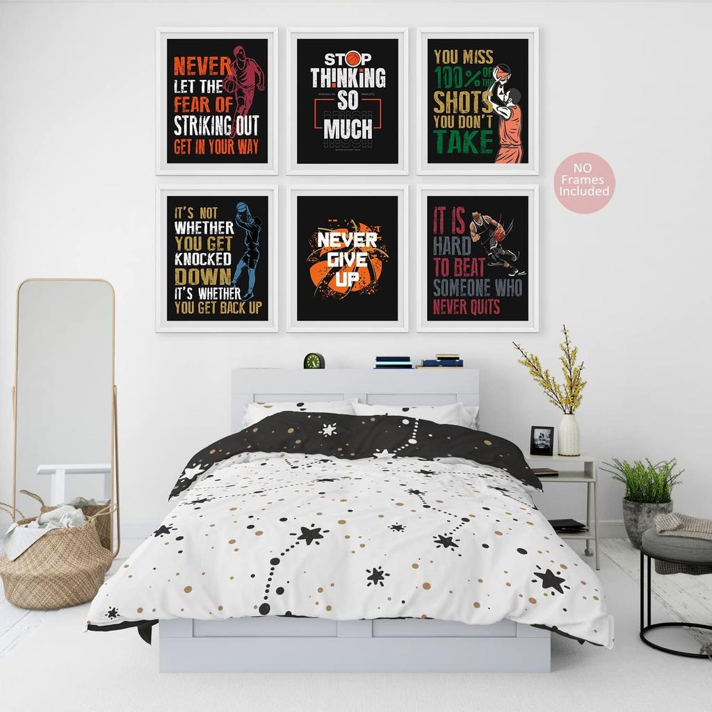 Pirational Quotes Basketball Posters - Motivational Sayings Art For Men, Kids & Teenagers - Wall Decor For Bathroom, Playroom & Classroom