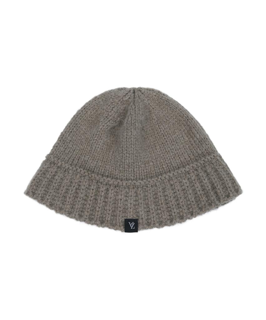 Bajal Monogram Label Wool Knit Bucket Hat Mocha