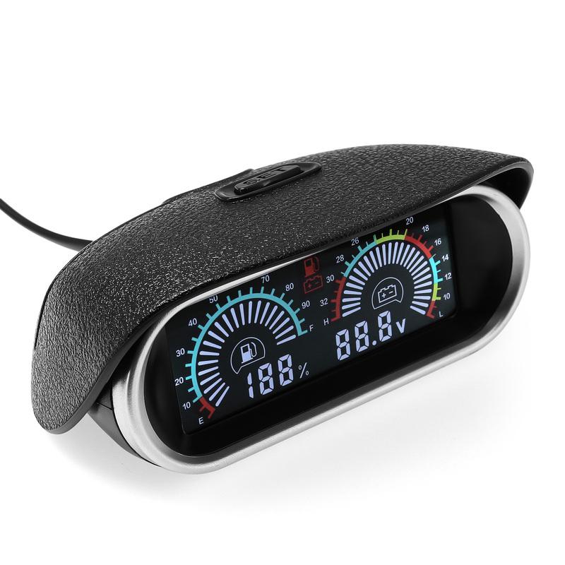 2In1 LCD Gauge 0-190ohm Fuel Level Gauge+Voltmeter Alarm for Petrol Diesel Enginee Car 240-33 Ohm Oil Tank Meter 9-36V