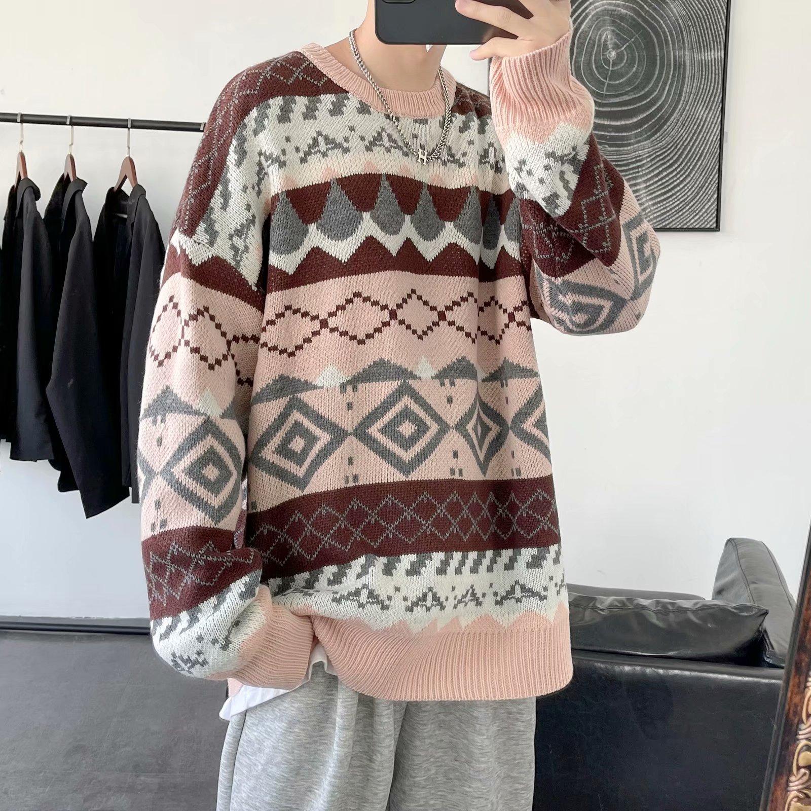 

Новый свитер Мужская зимняя одежда Толстая корейская теплая уличная одежда Мужские свитера и пуловеры Harajuku Printed XXXL