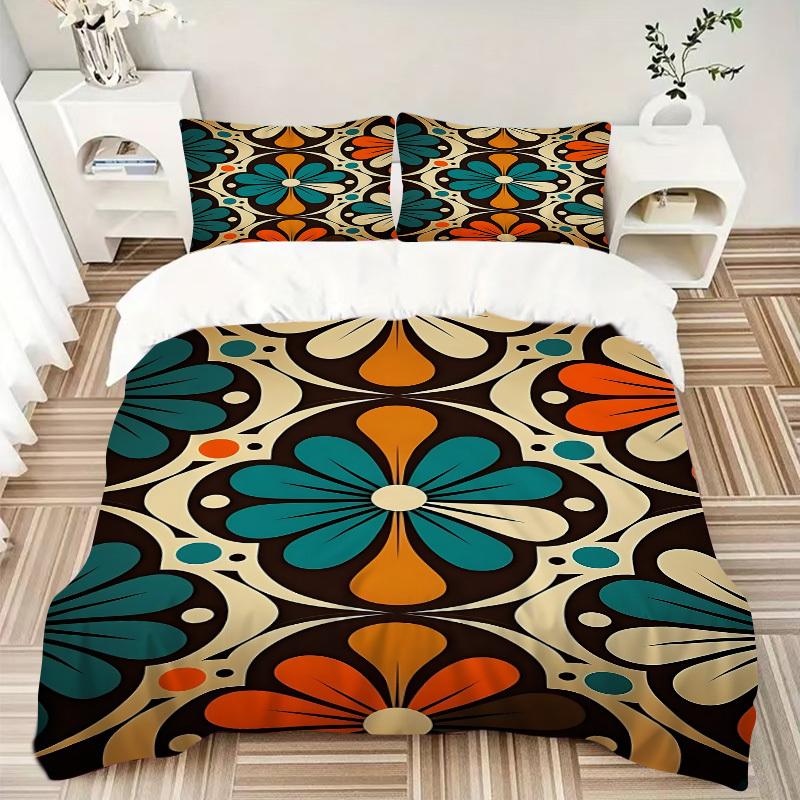 3pc Floral Pattern Cover Set - 1 Quilt Cover + 2 Pillowcases, All Seasons Bedroom Setting, Perfect for Home036