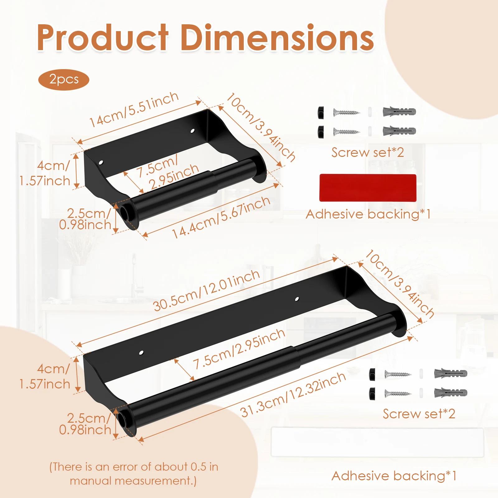 

2Pcs Paper Towel Holder Stainless Steel Wall-mounted Kitchen Roll Holder Square Paper Towel Rack under Cabinet for Home Bathroom