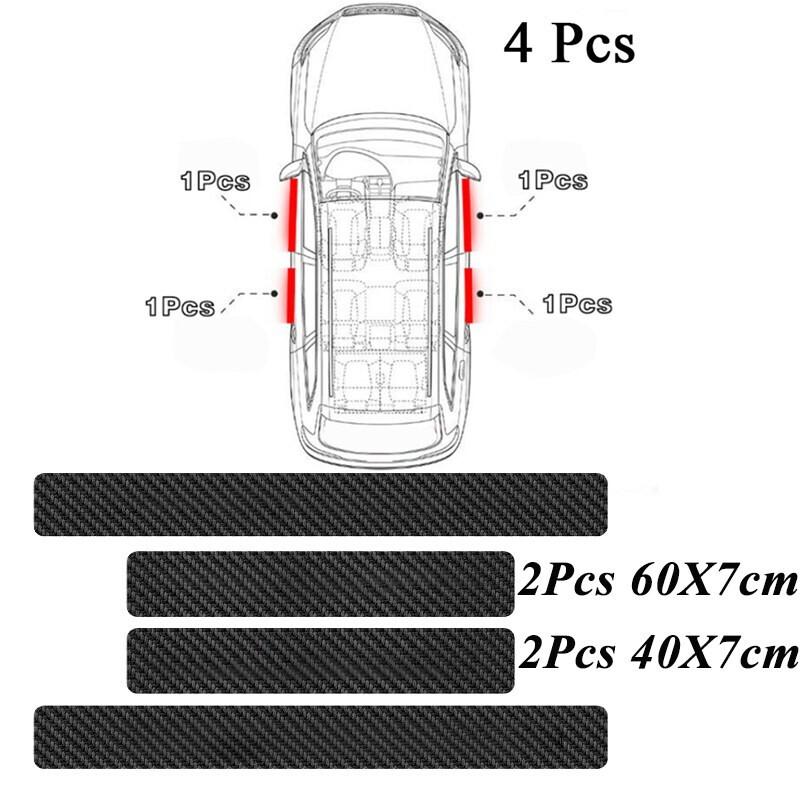 4PCS Carbon Fiber Door Sill Cover Plate Car Sticker Decals for all car Accessories 4PCS чёрный