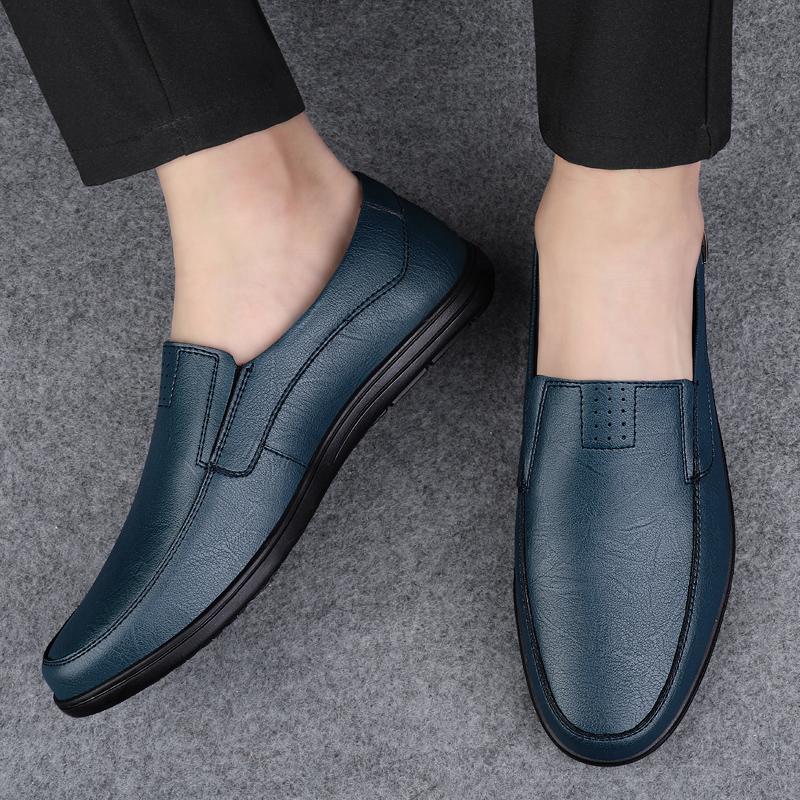 Handgefertigte Klassische Business Falts Sommer Herren Freizeitschuhe Echtes Leder Herren Slipper Slip-On Mokassins Weichsohlige Laufschuhe