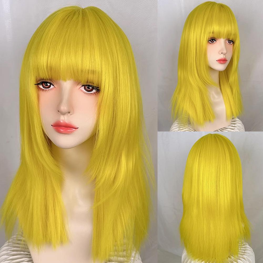 Grönblå Syntetisk Lång Rakt Damer Peruk med Lugg Lolita Cosplay Fluffig Värmetålig Peruk för Daglig Fest
