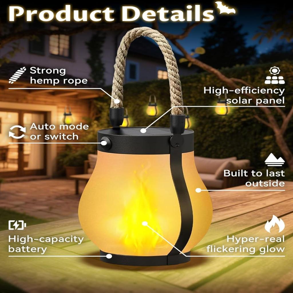 Solar Lantern Outdoor Lights Waterproof for Camping Pathway Yard Patio Porch Garden Decor