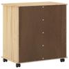 Rolling Cabinet with Wheels Brown 63.5 x 39 x 65.5 cm Solid Pine Wood