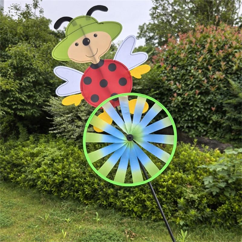 Bunte drehende Vogelscheuche Windmühle Outdoor-Dekoration Kunststoff Stoff Konstruktion Für Rasen Terrassen Landschaftsdekoration