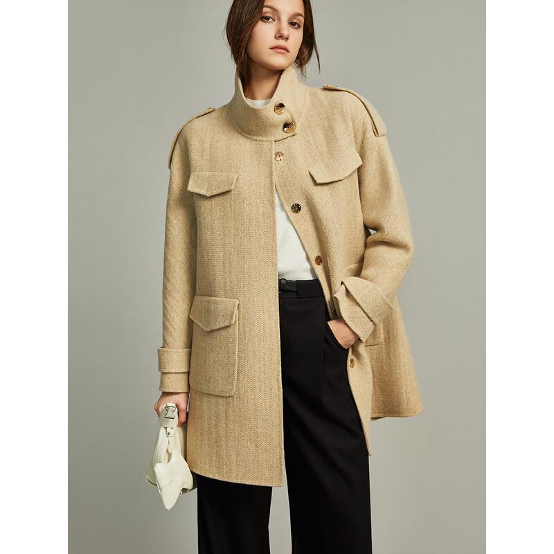 ELLE French Style Wool Blend Mid-Length Coat S