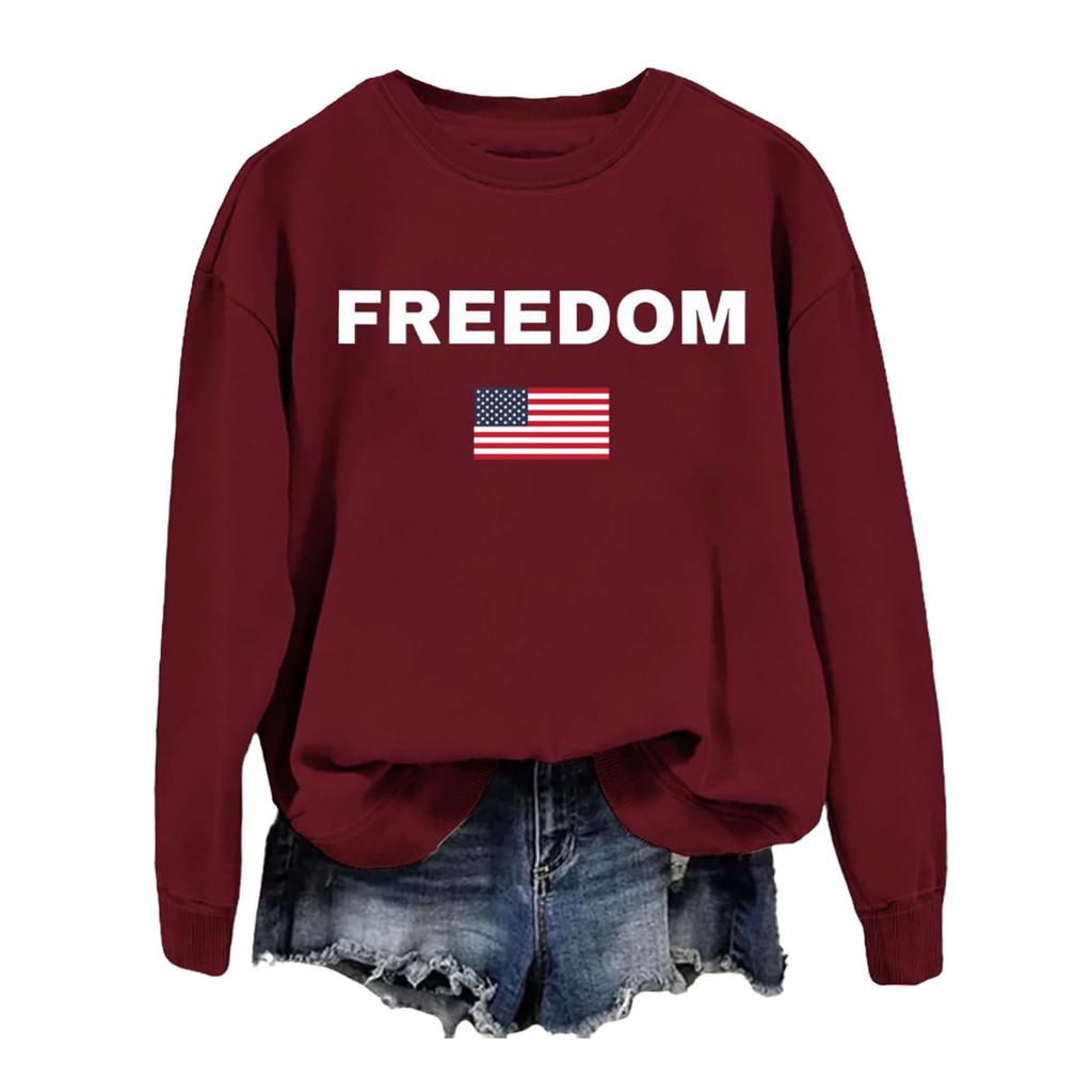 Women's Fashionable Casual Round Neck Loose Printed Long Sleeved Sweatshirt
