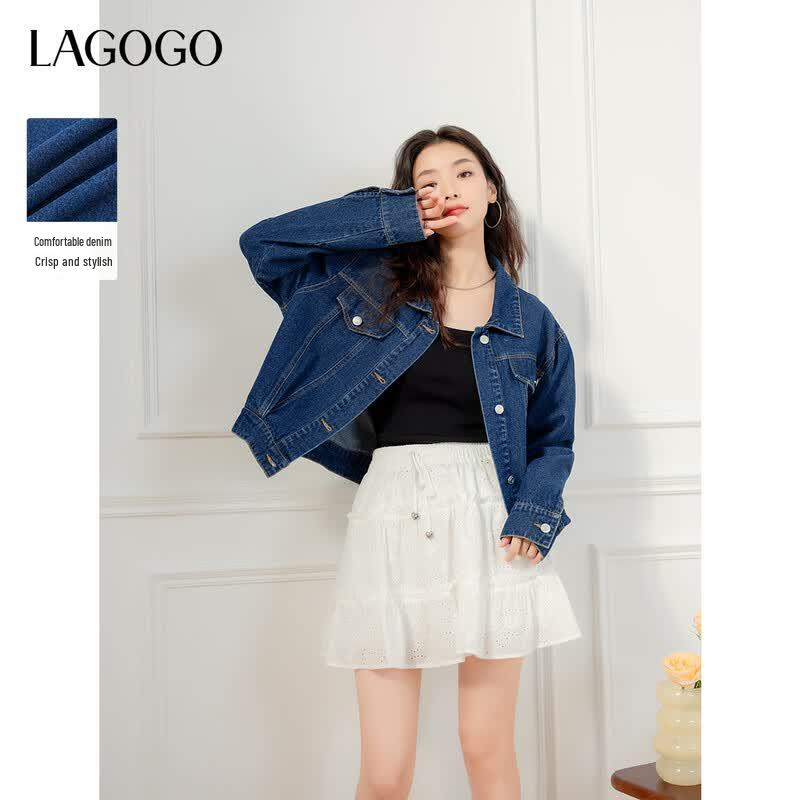 LAGOGO Women s Classic Denim Jacket L