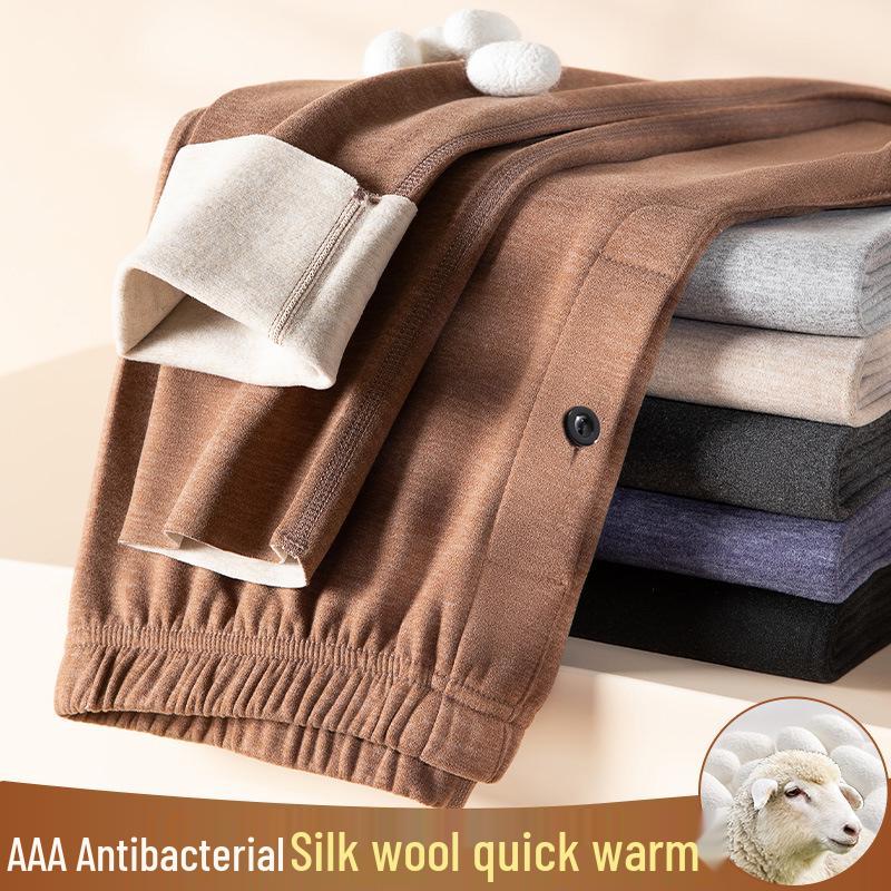 Herren Samt Herbst Warme Fleecegefütterte Thermohose für Winter