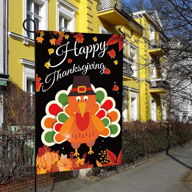 Turkey Yard Decoration Flag: Halloween Pumpkin & Thanksgiving Festival Garden Flag
