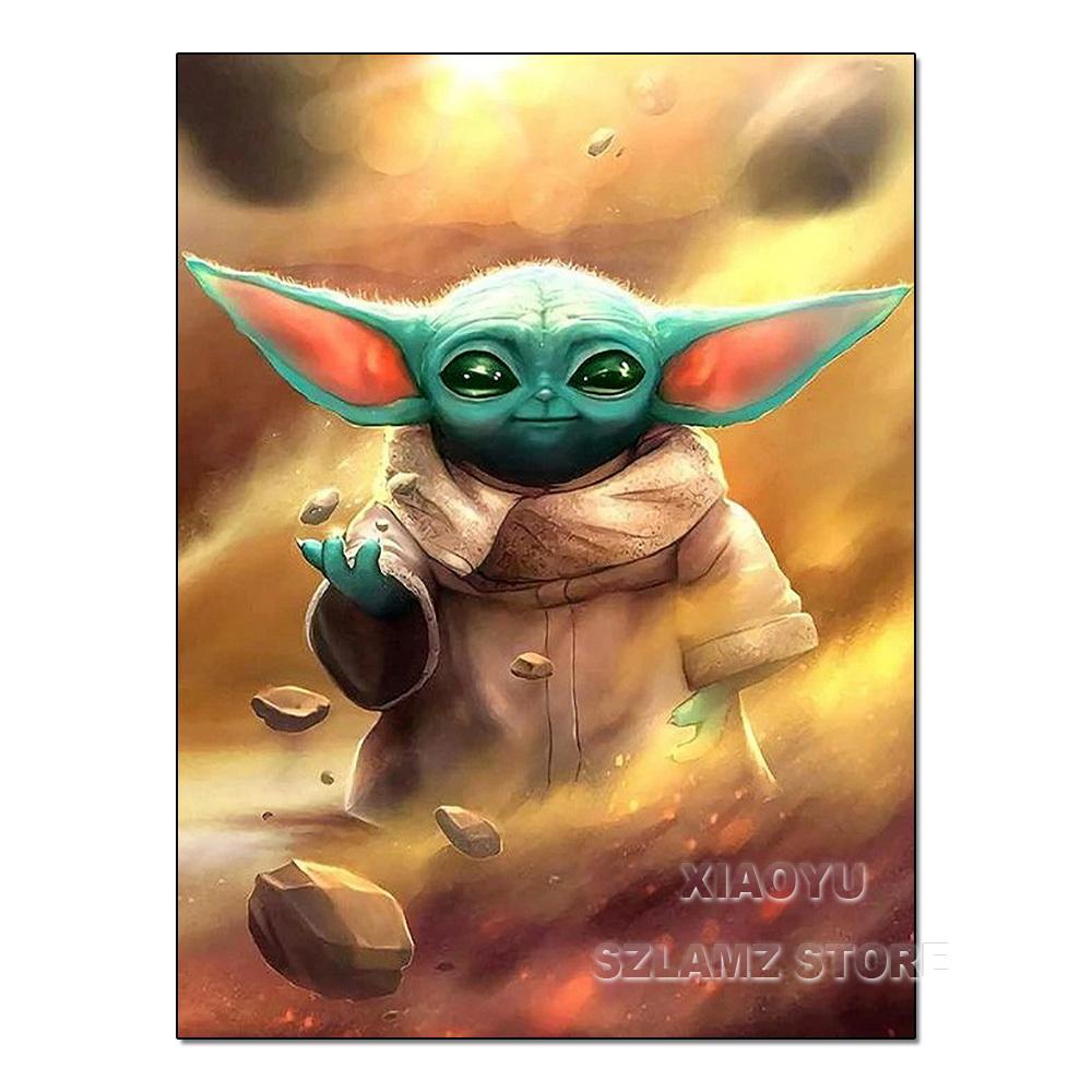 Diamond Painting Yoda Rhinestone Picture Cartoon Full Round Drill Mosaic Embroidery Mandalorian Home Decor Gift